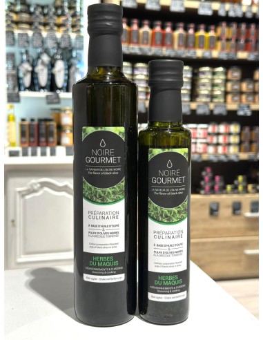 Huile d'olive vierge extra & pulpe d'olives noires & maquis corse - Noire Gourmet 50 cl